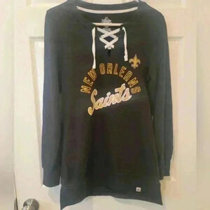 Majestic Fan Fashion New  Orleans Saints Lace Tunic Crew Sweatshirt Size Small